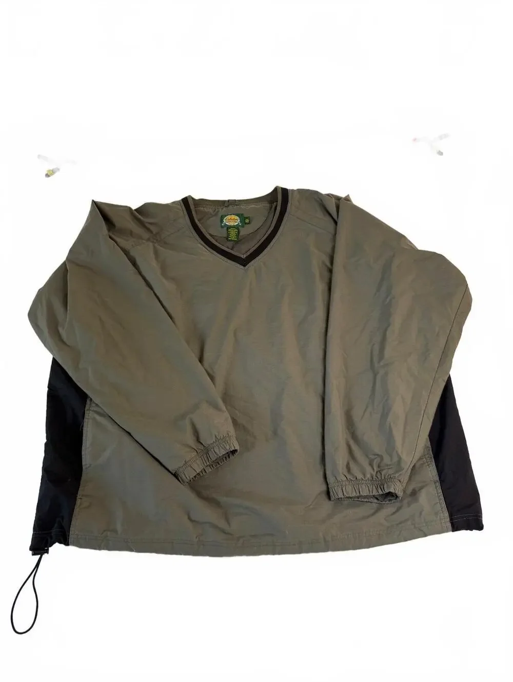 Vintage Cabela’s 3XL V Neck Pullover Windbreaker Olive Black Outdoor Jacket